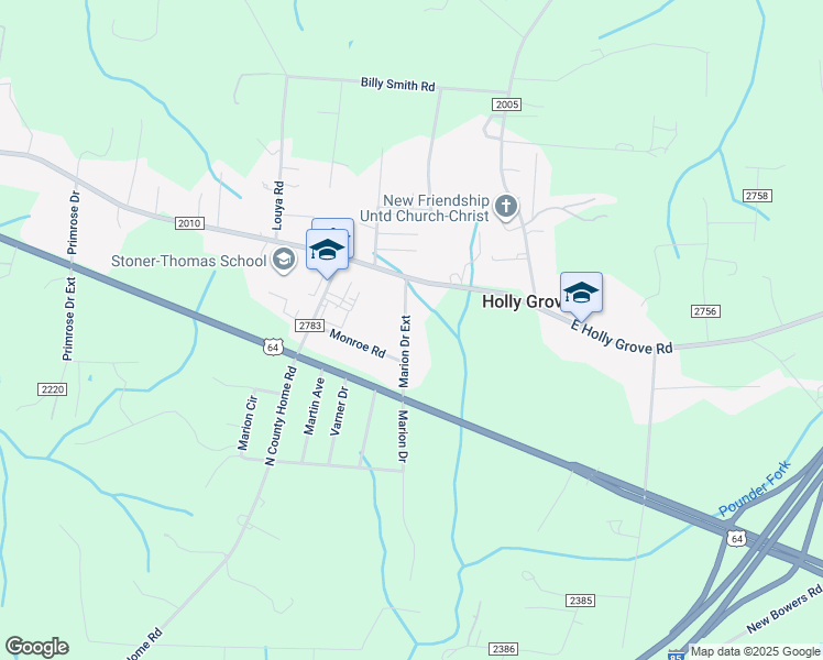 map of restaurants, bars, coffee shops, grocery stores, and more near 694 Marion Drive Extension in Lexington