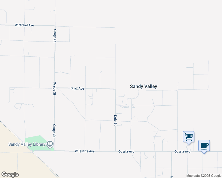 map of restaurants, bars, coffee shops, grocery stores, and more near 2 West Onyx Avenue in Sandy Valley