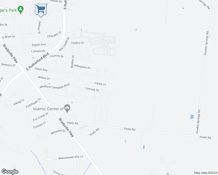 map of restaurants, bars, coffee shops, grocery stores, and more near 2732 Calais Court in Murfreesboro