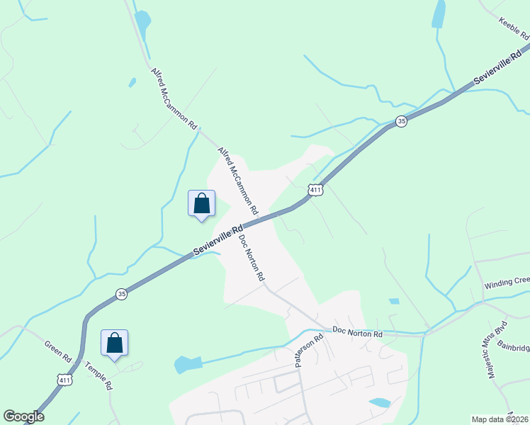 map of restaurants, bars, coffee shops, grocery stores, and more near 4827 Sevierville Road in Maryville