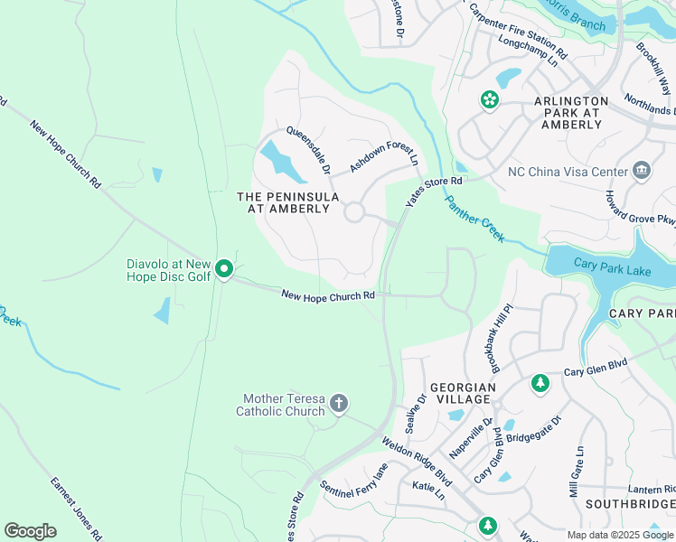 map of restaurants, bars, coffee shops, grocery stores, and more near 161 Keythorpe Lane in Cary