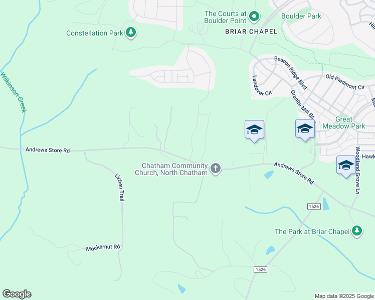 map of restaurants, bars, coffee shops, grocery stores, and more near 560 Birch Hollow Road in Chapel Hill