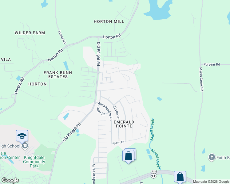 map of restaurants, bars, coffee shops, grocery stores, and more near 415 Star Ruby Drive in Knightdale