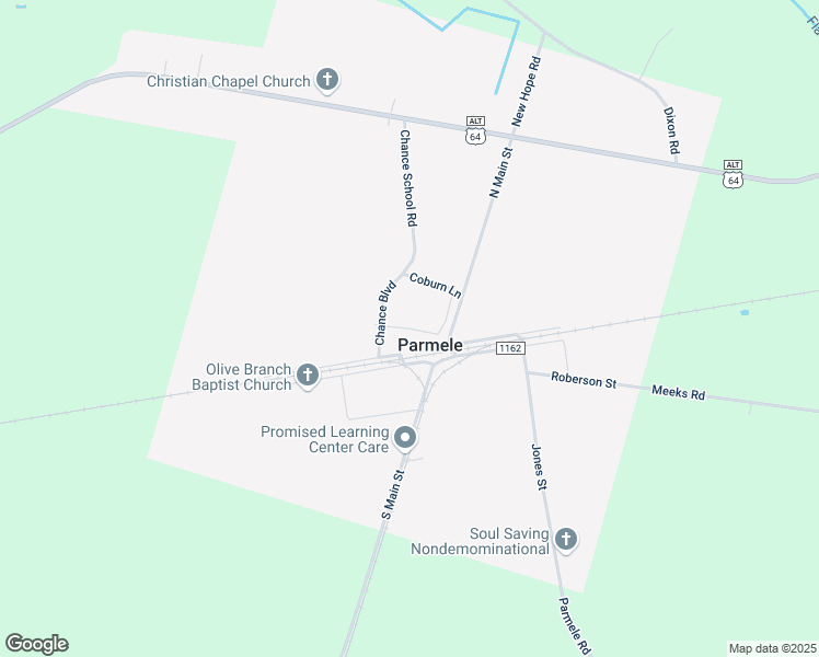 map of restaurants, bars, coffee shops, grocery stores, and more near Carr Lane in Robersonville