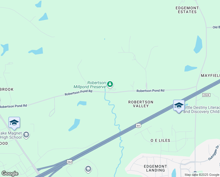 map of restaurants, bars, coffee shops, grocery stores, and more near 6333 Robertson Pond Road in Wendell