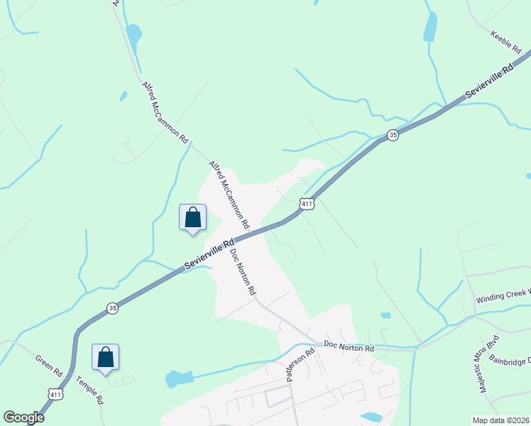 map of restaurants, bars, coffee shops, grocery stores, and more near 4827 Sevierville Road in Maryville