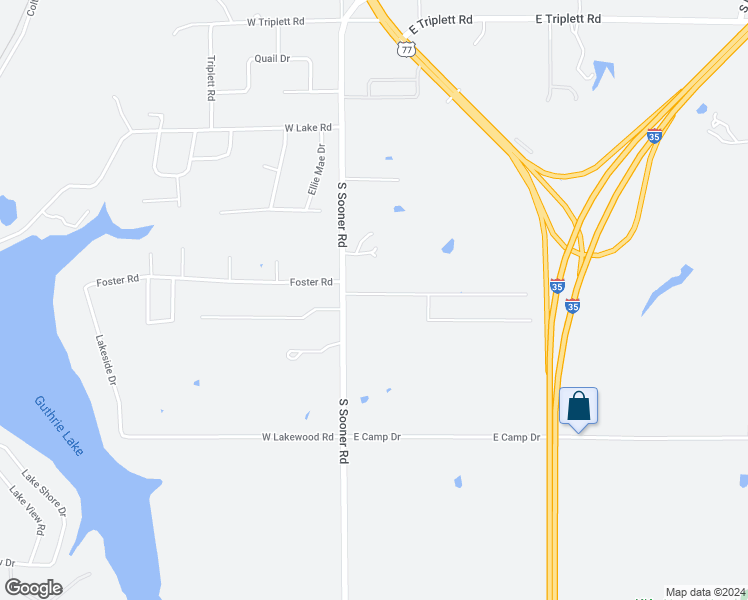 map of restaurants, bars, coffee shops, grocery stores, and more near 203 Stonegate Drive in Guthrie