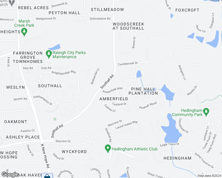 map of restaurants, bars, coffee shops, grocery stores, and more near 5025 Amberfield Way in Raleigh