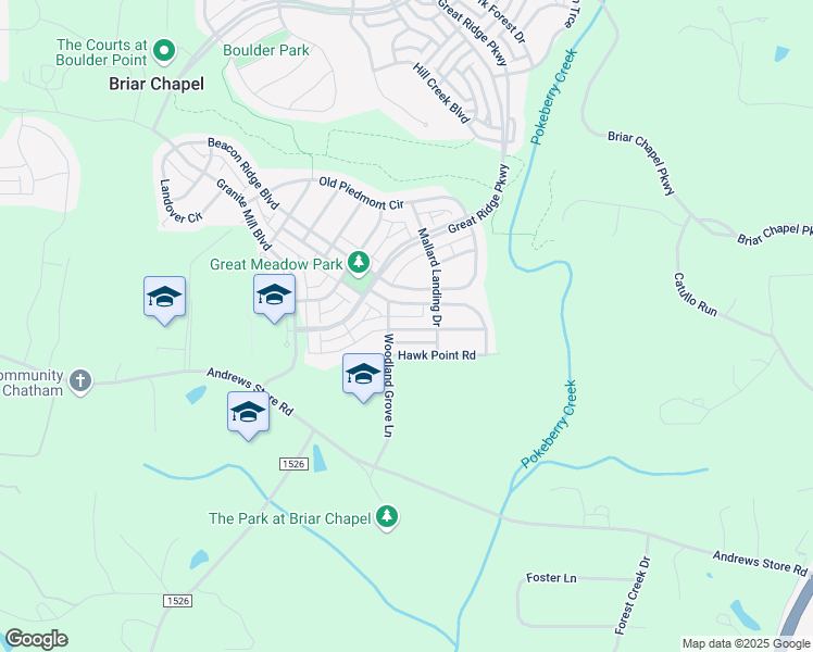 map of restaurants, bars, coffee shops, grocery stores, and more near 293 Quarter Gate Trace in Chapel Hill