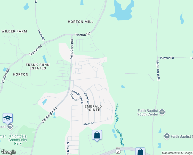 map of restaurants, bars, coffee shops, grocery stores, and more near Star Ruby Drive in Knightdale