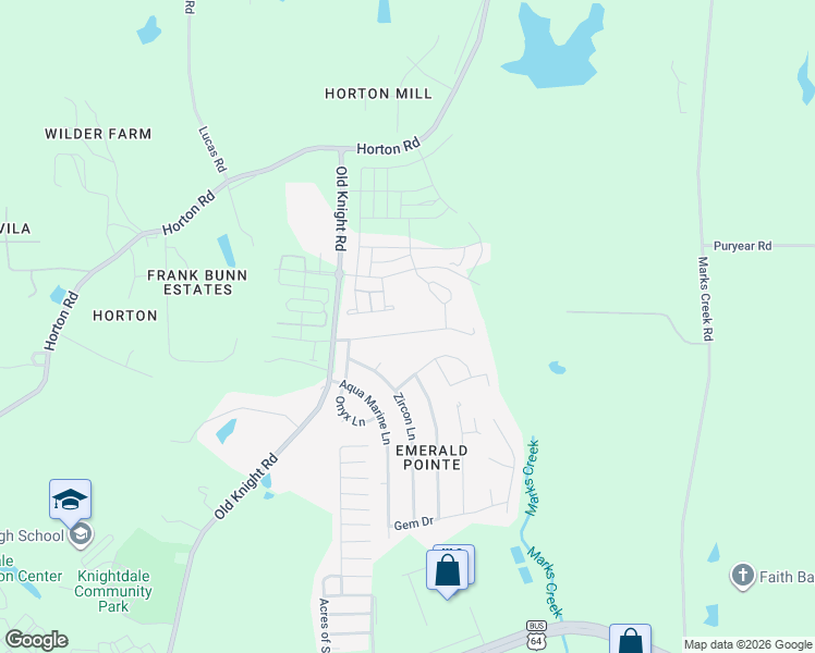 map of restaurants, bars, coffee shops, grocery stores, and more near 415 Star Ruby Drive in Knightdale
