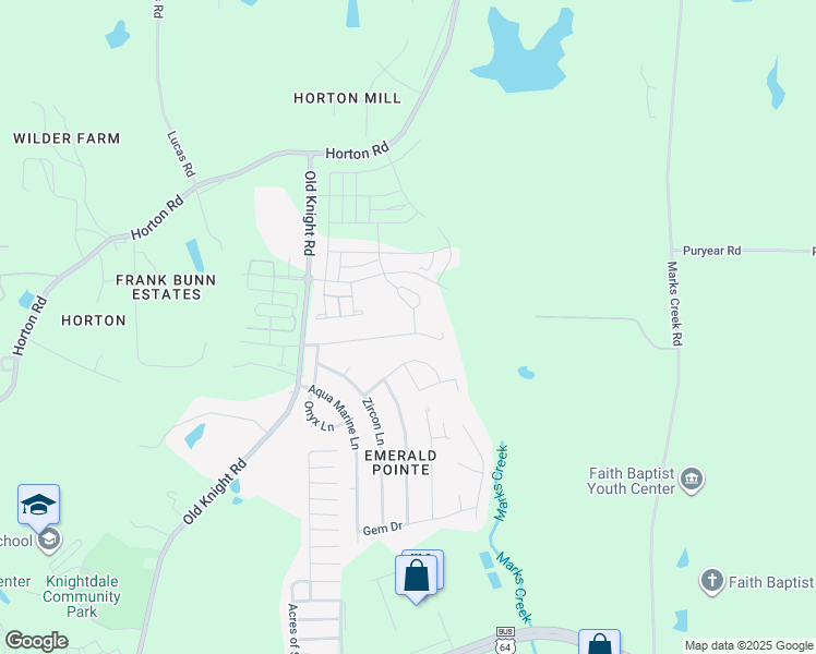 map of restaurants, bars, coffee shops, grocery stores, and more near 402 Star Ruby Drive in Knightdale