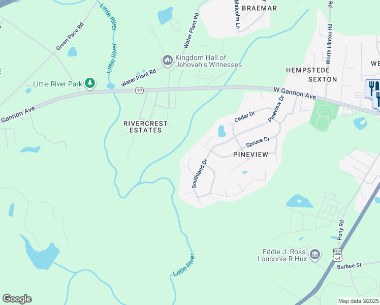 map of restaurants, bars, coffee shops, grocery stores, and more near 220 Dulcimer Lane in Zebulon