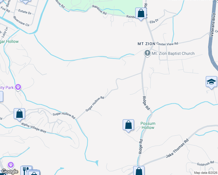 map of restaurants, bars, coffee shops, grocery stores, and more near 639 Sugar Hollow Rd in Pigeon Forge