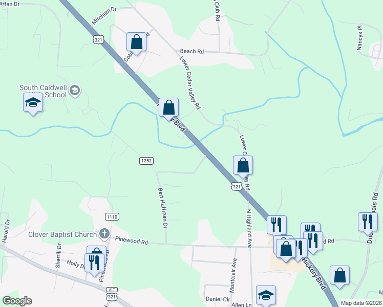 map of restaurants, bars, coffee shops, grocery stores, and more near 3753-3771 Hickory Boulevard in Hudson