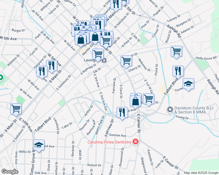 map of restaurants, bars, coffee shops, grocery stores, and more near 209 Hartman Street in Lexington