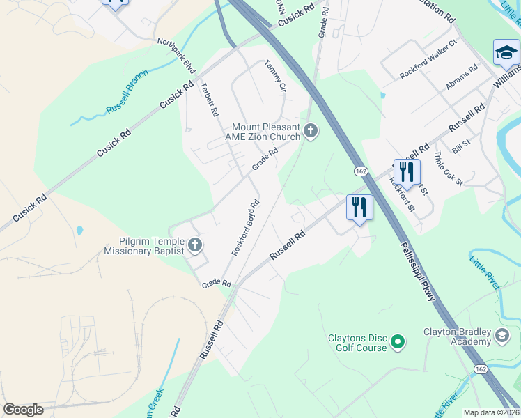 map of restaurants, bars, coffee shops, grocery stores, and more near 3508 Rockford Boyd Road in Rockford