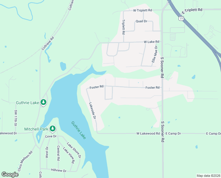 map of restaurants, bars, coffee shops, grocery stores, and more near 618 Foster Road in Guthrie