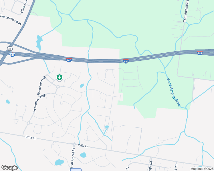 map of restaurants, bars, coffee shops, grocery stores, and more near 2720 Cloister Lane in Thompson's Station
