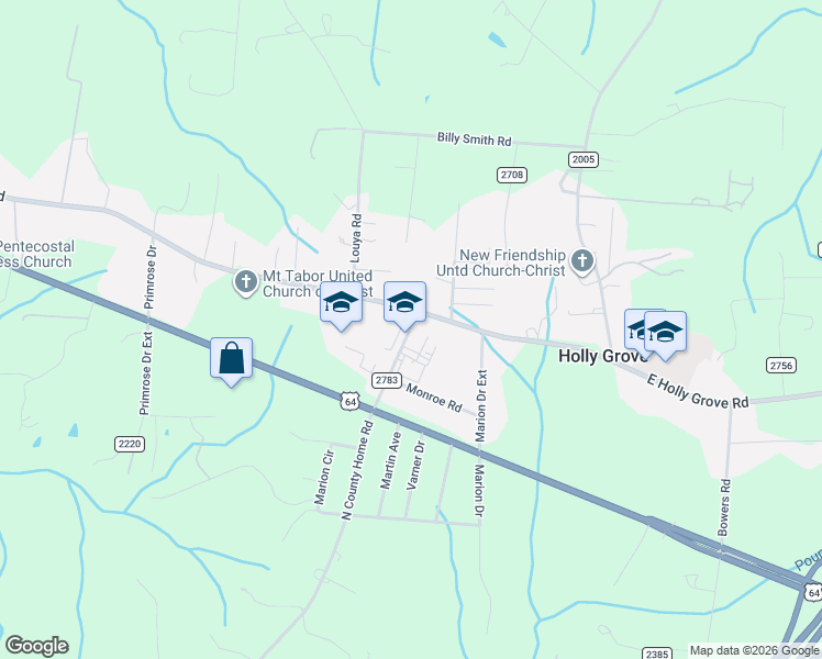 map of restaurants, bars, coffee shops, grocery stores, and more near 1421 East Holly Grove Road in Lexington