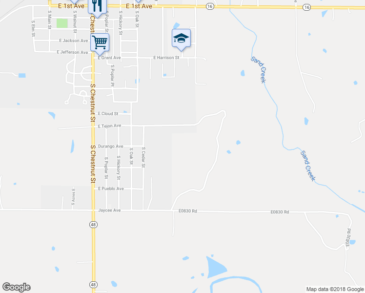 map of restaurants, bars, coffee shops, grocery stores, and more near 1407 South Cedar Street in Bristow