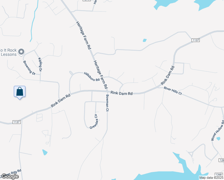 map of restaurants, bars, coffee shops, grocery stores, and more near 1473 Rink Dam Road in Taylorsville