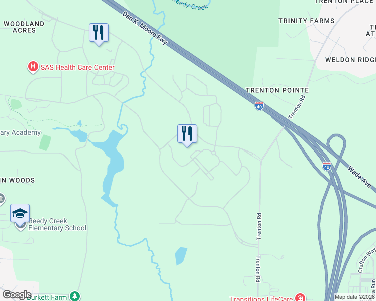 map of restaurants, bars, coffee shops, grocery stores, and more near 820 SAS Campus Drive in Cary