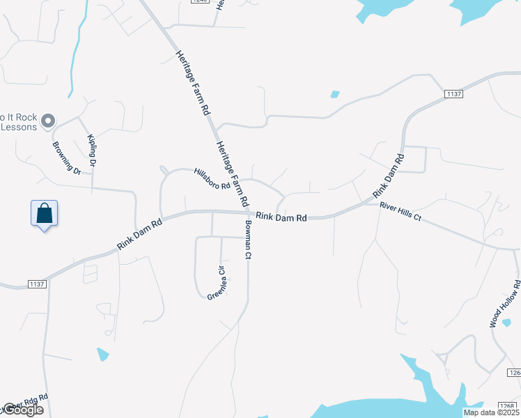 map of restaurants, bars, coffee shops, grocery stores, and more near 1473 Rink Dam Road in Taylorsville