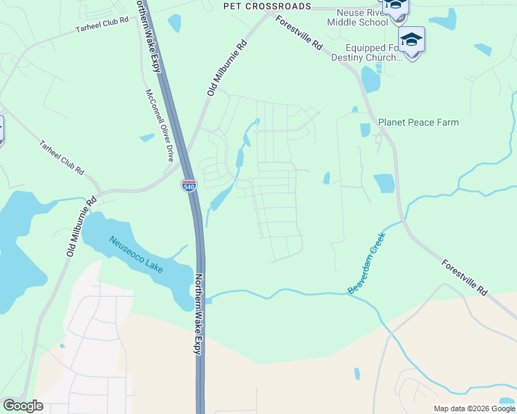 map of restaurants, bars, coffee shops, grocery stores, and more near 2300 Old Milburnie Road in Raleigh