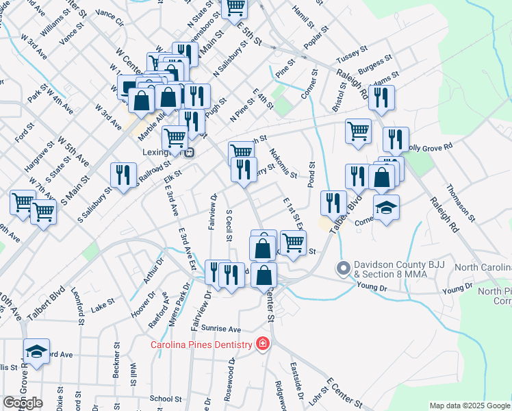 map of restaurants, bars, coffee shops, grocery stores, and more near 8 Lopp Street in Lexington