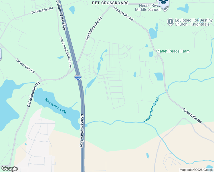 map of restaurants, bars, coffee shops, grocery stores, and more near 2300 Old Milburnie Road in Raleigh