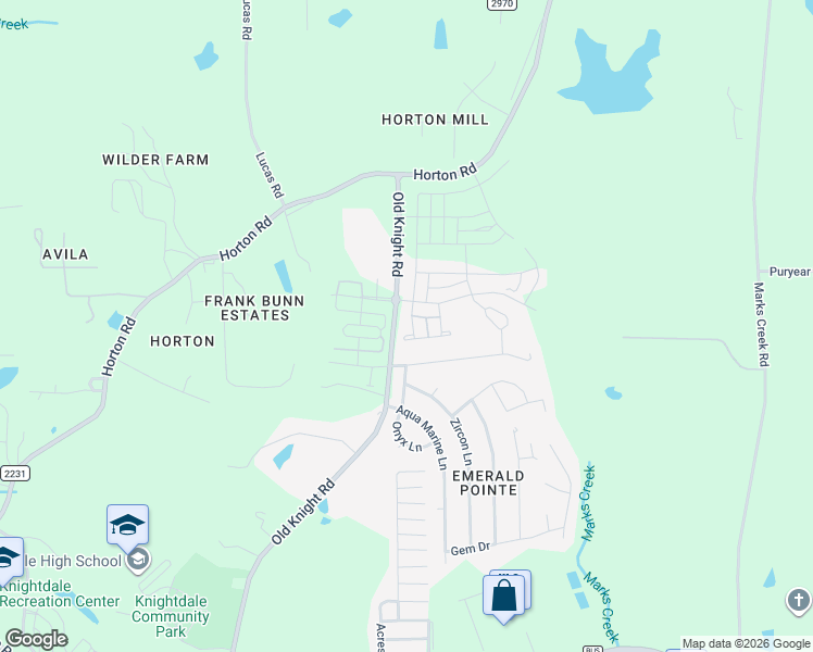 map of restaurants, bars, coffee shops, grocery stores, and more near 528 Haywood Glen Drive in Knightdale