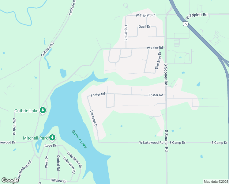 map of restaurants, bars, coffee shops, grocery stores, and more near 618 Foster Road in Guthrie