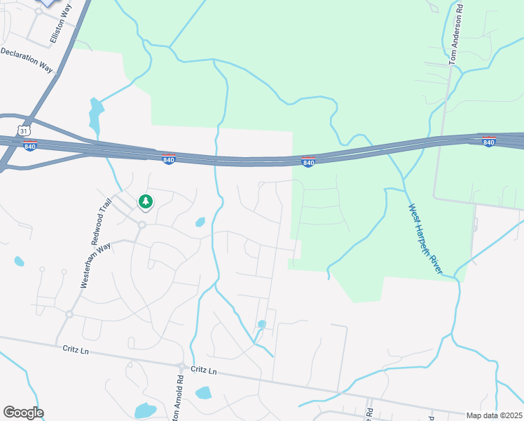 map of restaurants, bars, coffee shops, grocery stores, and more near 2720 Cloister Lane in Thompson's Station