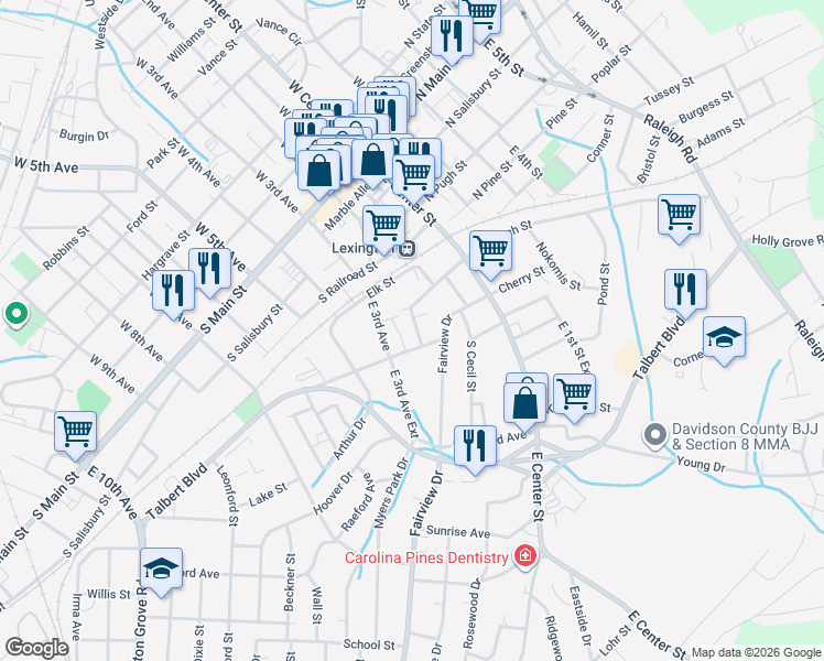 map of restaurants, bars, coffee shops, grocery stores, and more near 209 Hartman Street in Lexington