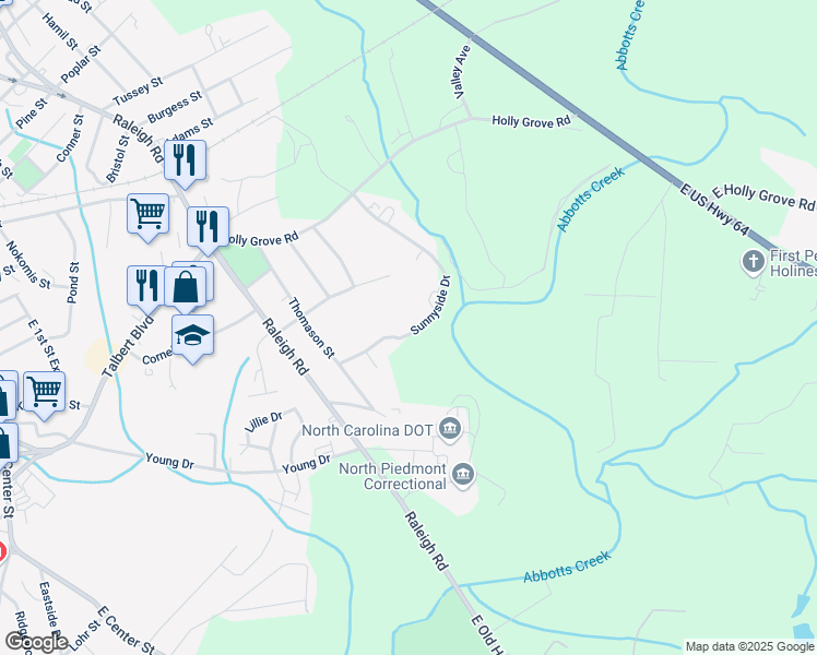 map of restaurants, bars, coffee shops, grocery stores, and more near 1235 Sunnyside Drive in Lexington