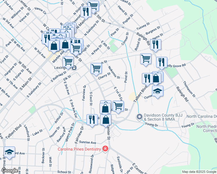 map of restaurants, bars, coffee shops, grocery stores, and more near 8 Lopp Street in Lexington