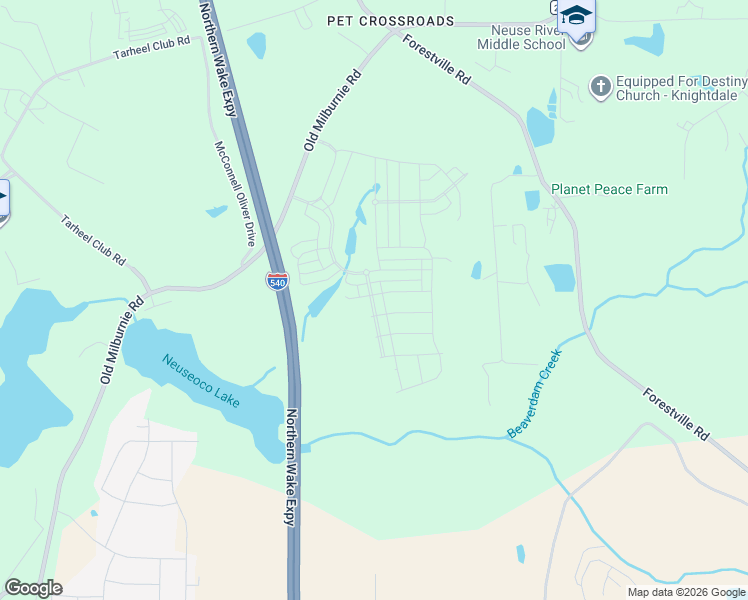 map of restaurants, bars, coffee shops, grocery stores, and more near 2300 Old Milburnie Road in Raleigh