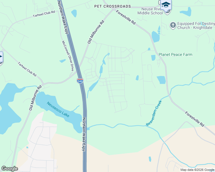 map of restaurants, bars, coffee shops, grocery stores, and more near 2300 Old Milburnie Road in Raleigh