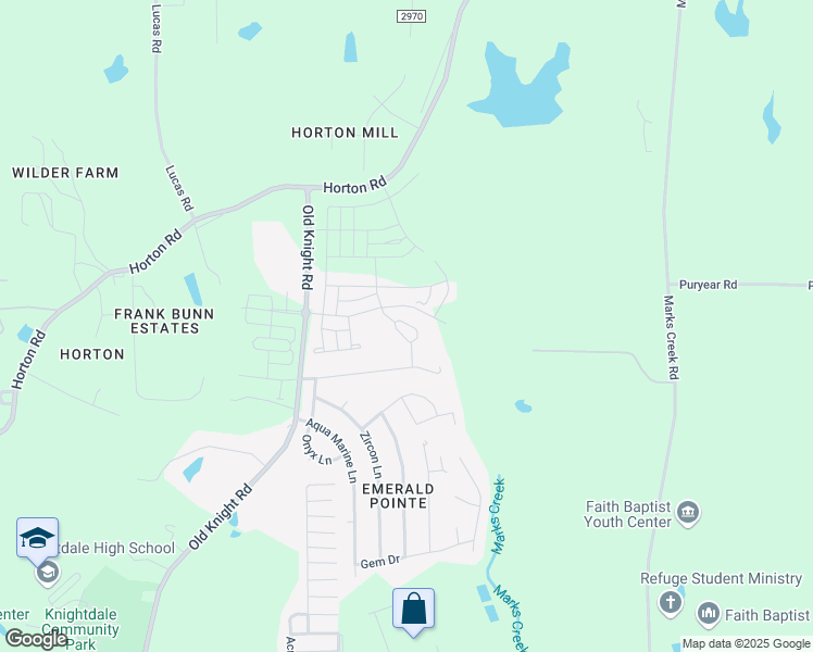 map of restaurants, bars, coffee shops, grocery stores, and more near 402 Star Ruby Drive in Knightdale