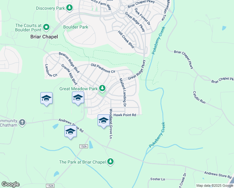 map of restaurants, bars, coffee shops, grocery stores, and more near 302 Tyner Loop Circle in Chapel Hill