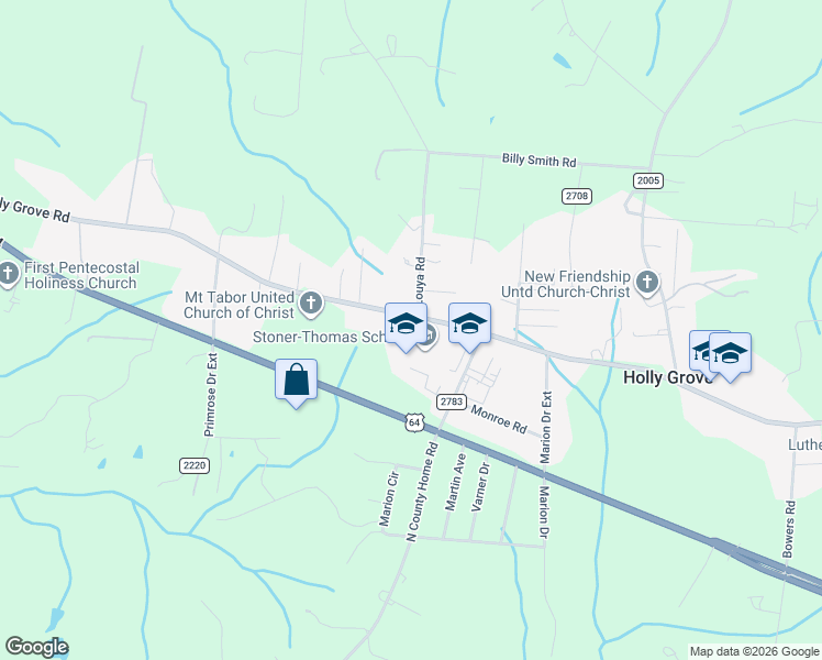 map of restaurants, bars, coffee shops, grocery stores, and more near 1242 East Holly Grove Road in Lexington