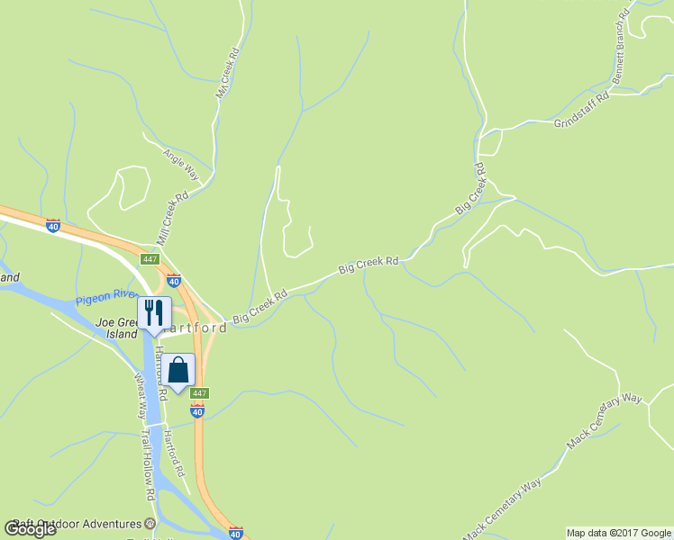 map of restaurants, bars, coffee shops, grocery stores, and more near 3226 Big Creek Road in Hartford