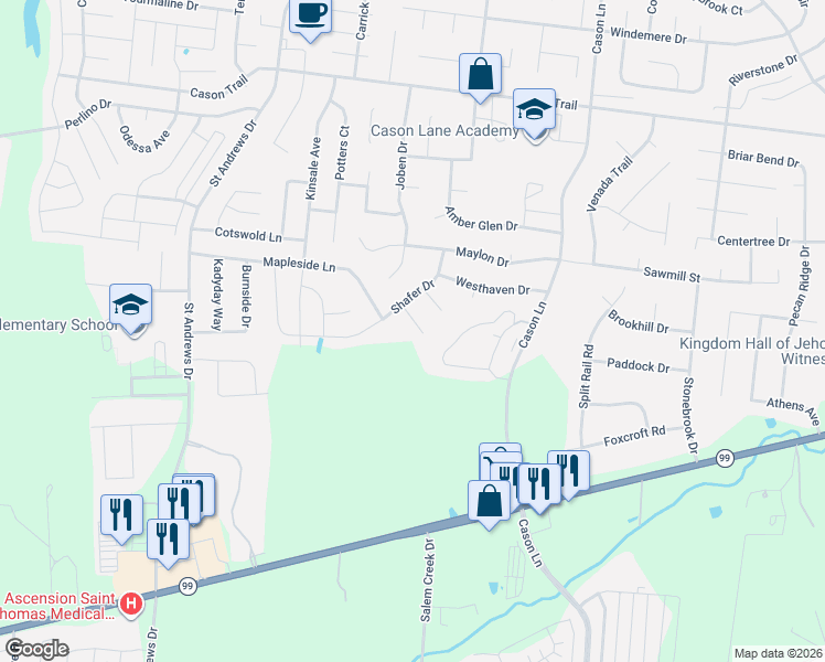 map of restaurants, bars, coffee shops, grocery stores, and more near 2733 Portside Court in Murfreesboro