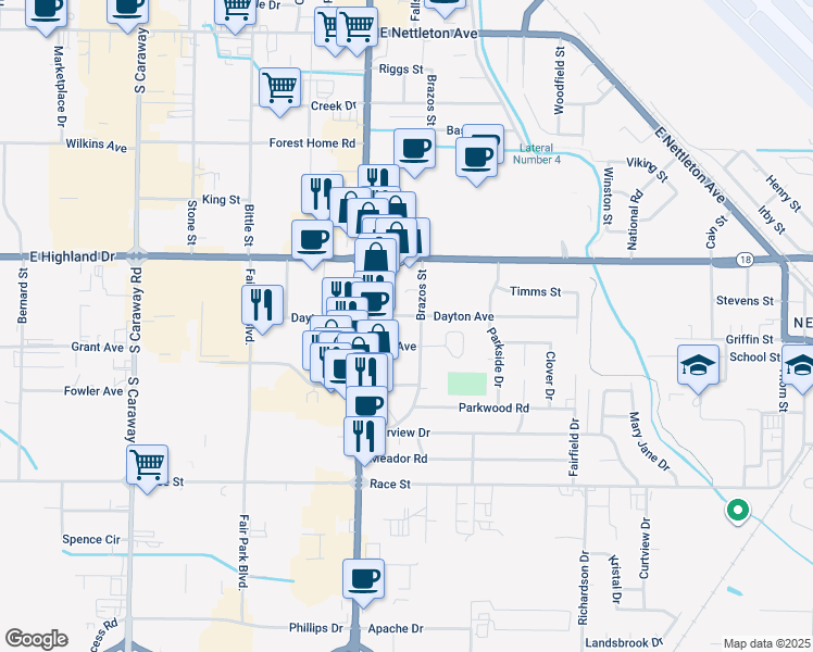 map of restaurants, bars, coffee shops, grocery stores, and more near 3012 Sun Avenue in Jonesboro
