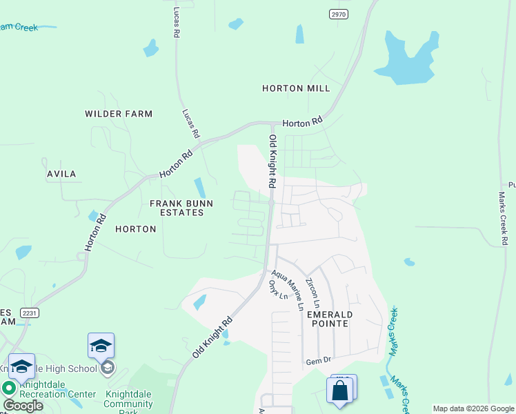 map of restaurants, bars, coffee shops, grocery stores, and more near 1201 Jasmine View Way in Knightdale