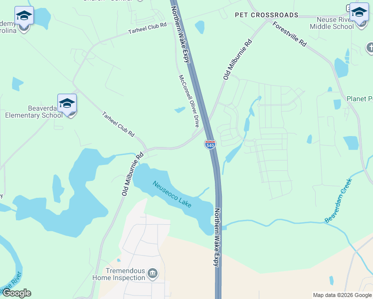 map of restaurants, bars, coffee shops, grocery stores, and more near 2100 Old Milburnie Road in Raleigh