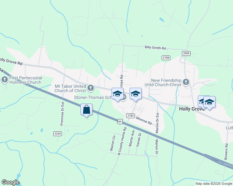 map of restaurants, bars, coffee shops, grocery stores, and more near 1242 East Holly Grove Road in Lexington