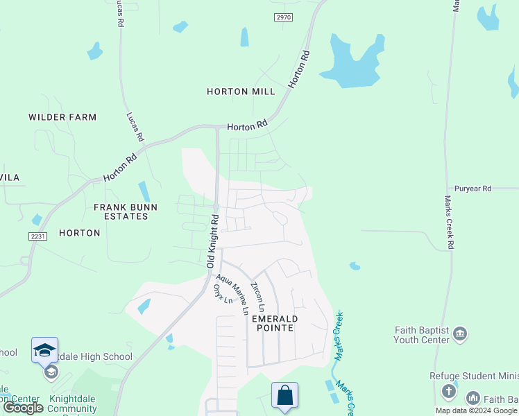 map of restaurants, bars, coffee shops, grocery stores, and more near 1133 Lily Lavender Lane in Knightdale
