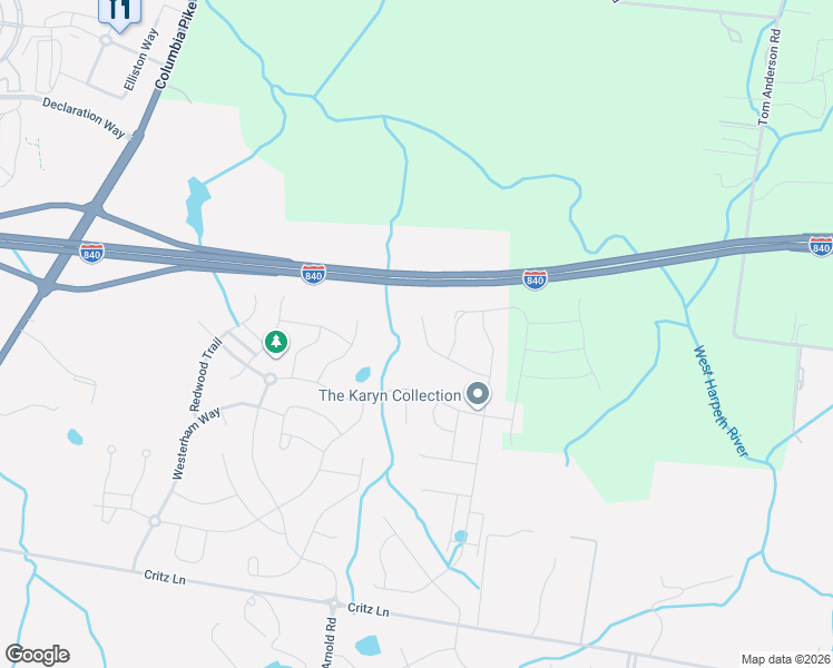 map of restaurants, bars, coffee shops, grocery stores, and more near 2741 Cloister Lane in Thompson's Station